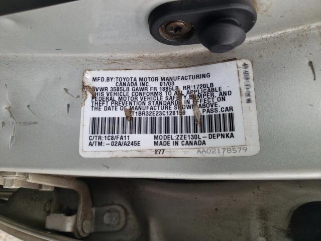 Photo 10 from auction – 2003 TOYOTA COROLLA with VIN 2T1BR32E23C128159