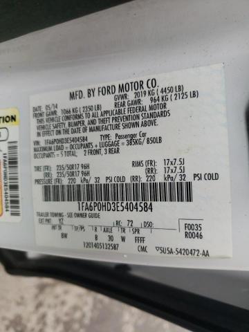 Photo 10 from auction – 2014 FORD FUSION SE with VIN 1FA6P0HD3E5404584