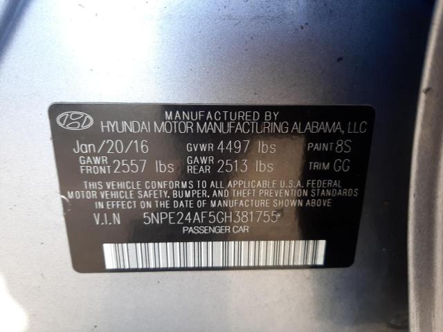 Photo 10 from auction – 2016 HYUNDAI SONATA SE with VIN 5NPE24AF5GH381755