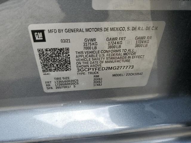 Photo 10 from auction – 2021 CHEVROLET SILVERADO with VIN 3GCPYFED2MG277773