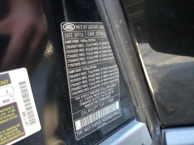 Photo 10 from auction – 2016 LAND ROVER RANGE ROVE with VIN SALWG2PF7GA117468