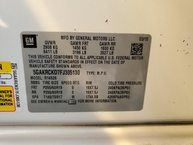 Photo 10 from auction – 2015 BUICK ENCLAVE with VIN 5GAKRCKD7FJ305130