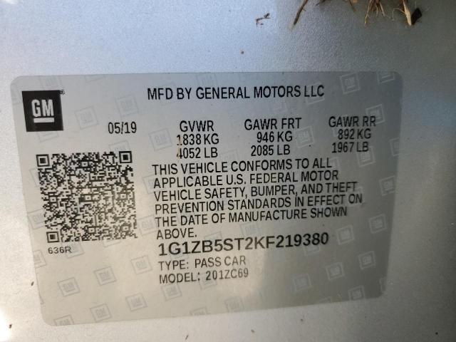 Photo 10 from auction – 2019 CHEVROLET MALIBU LS with VIN 1G1ZB5ST2KF219380