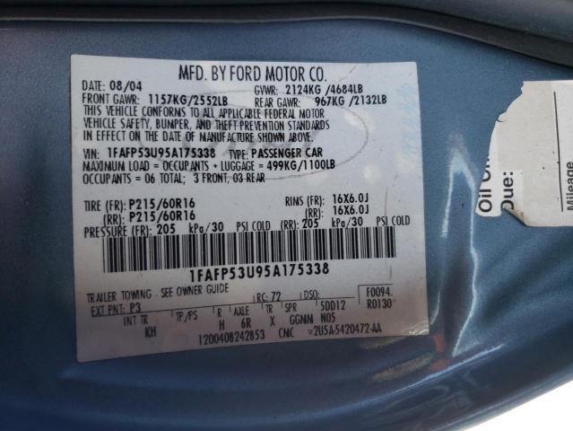 Photo 10 from auction – 2005 FORD TAURUS SE with VIN 1FAFP53U95A175338