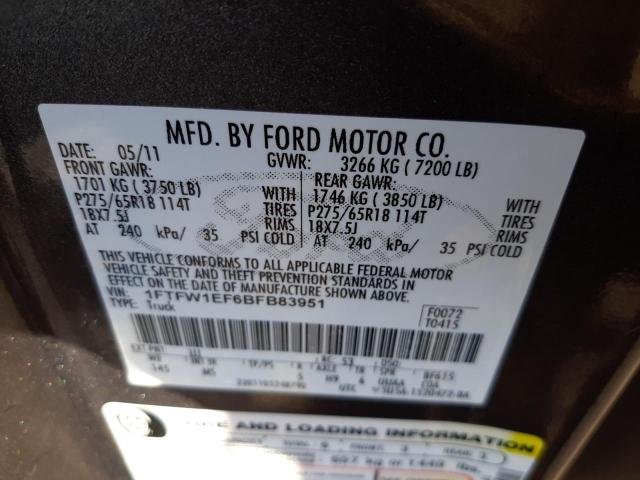 Photo 10 from auction – 2011 FORD F150 SUPER with VIN 1FTFW1EF6BFB83951