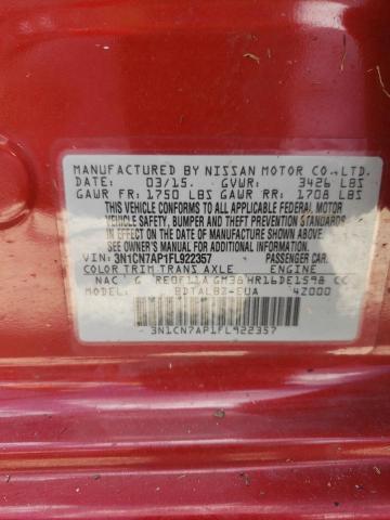 Photo 10 from auction – 2015 NISSAN VERSA S with VIN 3N1CN7AP1FL922357