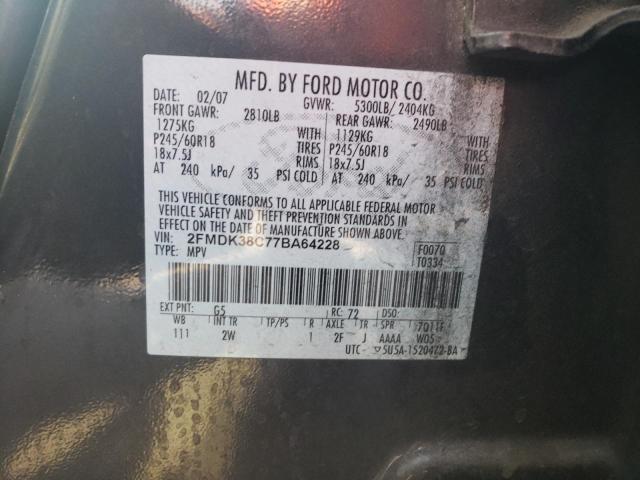 Photo 10 from auction – 2007 FORD EDGE SEL with VIN 2FMDK38C77BA64228