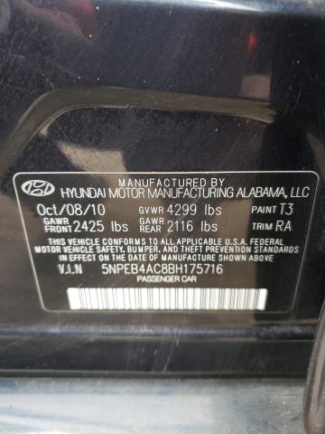 Photo 10 from auction – 2011 HYUNDAI SONATA GLS with VIN 5NPEB4AC8BH175716