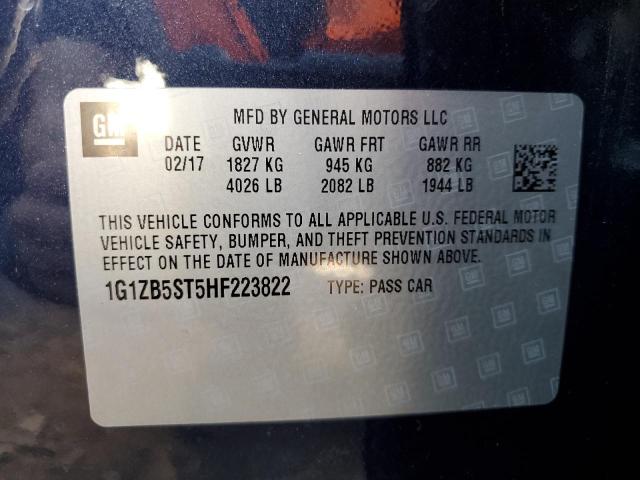 Photo 10 from auction – 2017 CHEVROLET MALIBU LS with VIN 1G1ZB5ST5HF223822