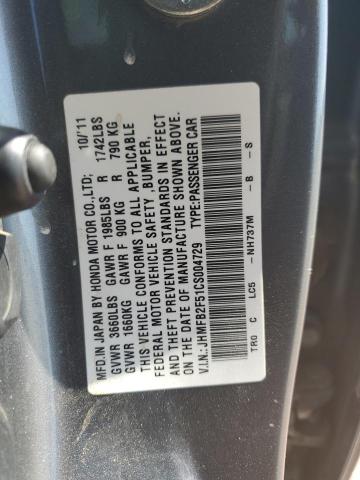 Photo 10 from auction – 2012 HONDA CIVIC LX with VIN JHMFB2F51CS004729