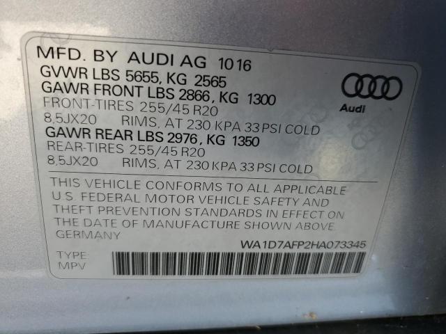 Photo 10 from auction – 2017 AUDI Q5 PREMIUM with VIN WA1D7AFP2HA073345
