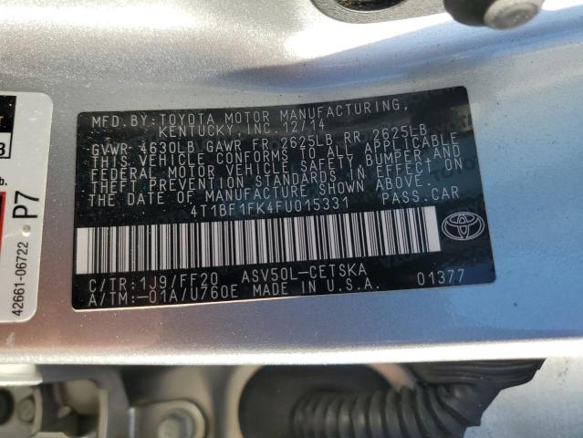 Photo 10 from auction – 2015 TOYOTA CAMRY LE with VIN 4T1BF1FK4FU015331