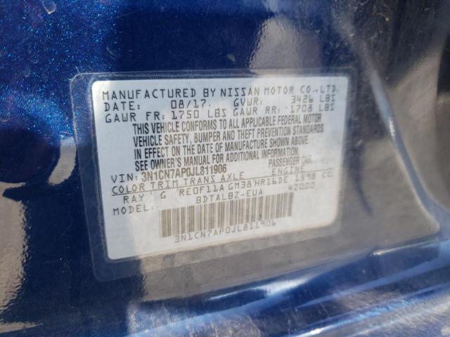 Photo 10 from auction – 2018 NISSAN VERSA S with VIN 3N1CN7AP0JL811906