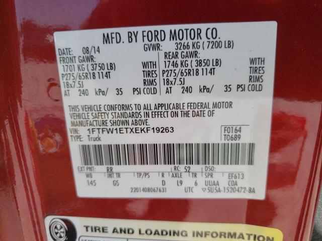 Photo 10 from auction – 2014 FORD F150 SUPER with VIN 1FTFW1ETXEKF19263