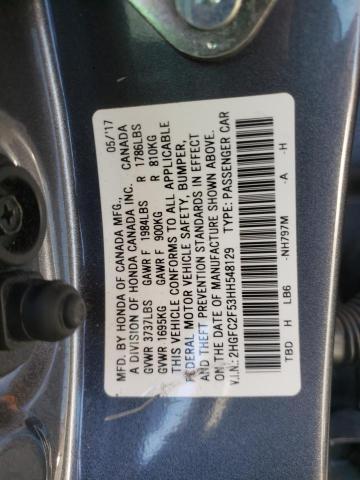 Photo 10 from auction – 2017 HONDA CIVIC LX with VIN 2HGFC2F53HH548129