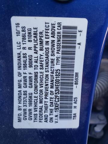 Photo 10 from auction – 2017 HONDA CIVIC LX with VIN 19XFC2F53HE001825