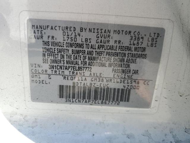 Photo 10 from auction – 2014 NISSAN VERSA S with VIN 3N1CN7AP7EL857772