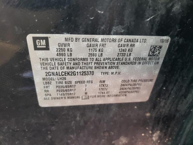 Photo 10 from auction – 2016 CHEVROLET EQUINOX LT with VIN 2GNALCEK2G1125370