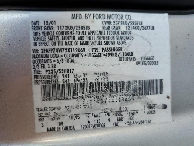 Photo 10 from auction – 2002 FORD CROWN VICT with VIN 2FAFP74W72X119669