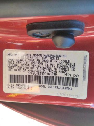 Photo 10 from auction – 2013 TOYOTA COROLLA BA with VIN 5YFBU4EE4DP163030