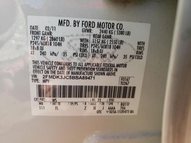 Photo 10 from auction – 2011 FORD EDGE SEL with VIN 2FMDK3JC5BBA89471