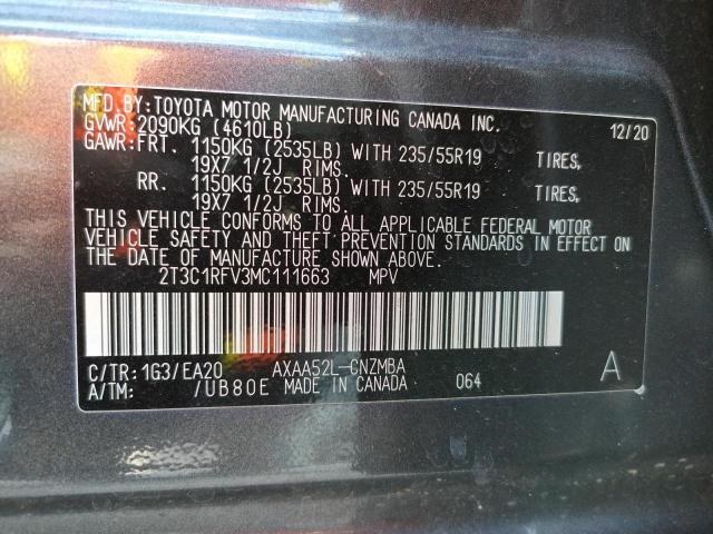 Photo 10 from auction – 2021 TOYOTA RAV4 XLE P with VIN 2T3C1RFV3MC111663