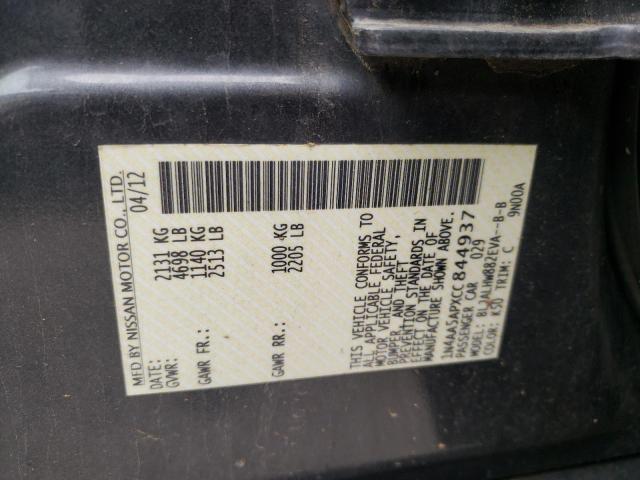 Photo 10 from auction – 2012 NISSAN MAXIMA S with VIN 1N4AA5APXCC844937