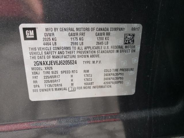 Photo 10 from auction – 2018 CHEVROLET EQUINOX LT with VIN 2GNAXJEV6J6205624