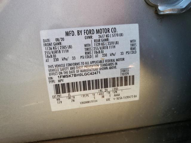 Photo 10 from auction – 2020 FORD EXPLORER with VIN 1FMSK7BH0LGC42471