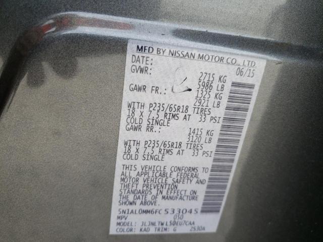 Photo 10 from auction – 2015 INFINITI QX60 with VIN 5N1AL0MM6FC533045