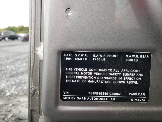 Photo 10 from auction – 2005 SAAB 9-3 LINEAR with VIN YS3FB45S551026867