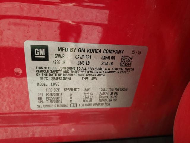 Photo 10 from auction – 2015 CHEVROLET TRAX 1LT with VIN KL7CJLSB4FB145966