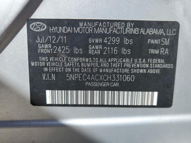 Photo 10 from auction – 2012 HYUNDAI SONATA SE with VIN 5NPEC4ACXCH331060
