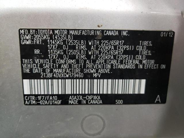 Photo 10 from auction – 2012 TOYOTA RAV4 with VIN 2T3BF4DVXCW179460