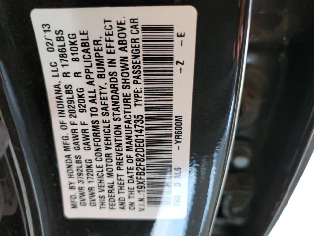 Photo 10 from auction – 2013 HONDA CIVIC EX with VIN 19XFB2F82DE014735