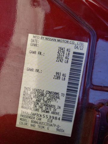 Photo 10 from auction – 2012 NISSAN ALTIMA BAS with VIN 1N4AL2AP3CN553984