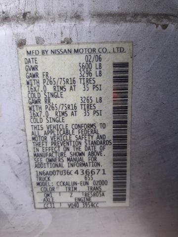 Photo 10 from auction – 2006 NISSAN FRONTIER C with VIN 1N6AD07U36C436671