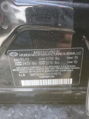 Zdjęcie 10 z aukcji – 2012 HYUNDAI SONATA GLS z VIN 5NPEB4AC3CH314975