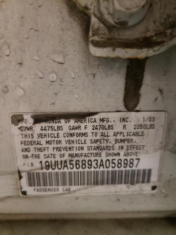 Photo 10 from auction – 2003 ACURA 3.2TL TYPE with VIN 19UUA56893A058987