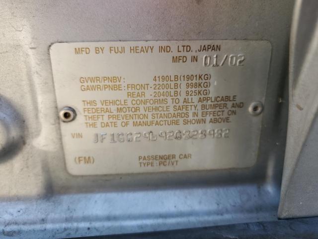 Photo 10 from auction – 2002 SUBARU IMPREZA WR with VIN JF1GG29692G828982