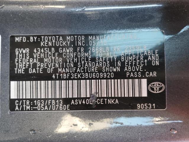 Photo 10 from auction – 2011 TOYOTA CAMRY BASE with VIN 4T1BF3EK3BU609920