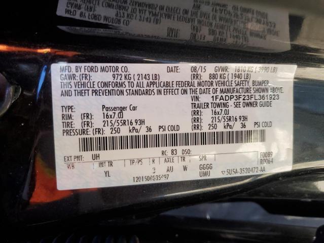 Photo 10 from auction – 2015 FORD FOCUS SE with VIN 1FADP3F23FL361923