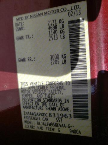 Photo 10 from auction – 2013 NISSAN MAXIMA S with VIN 1N4AA5APXDC831963