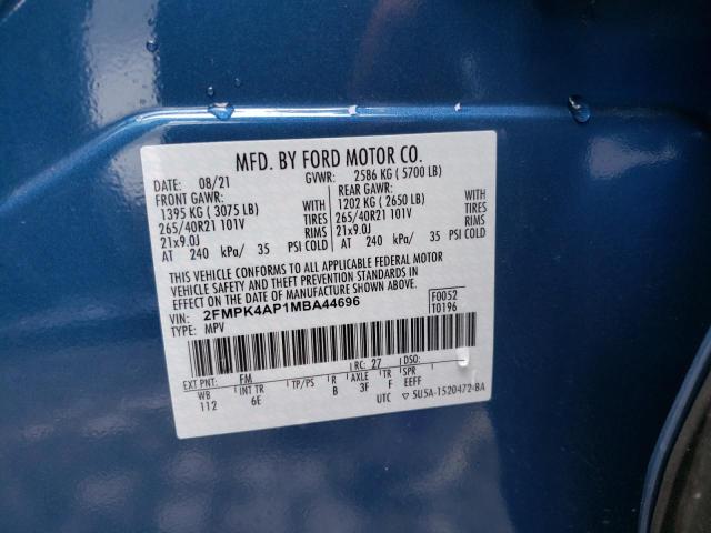 Photo 10 from auction – 2021 FORD EDGE ST with VIN 2FMPK4AP1MBA44696