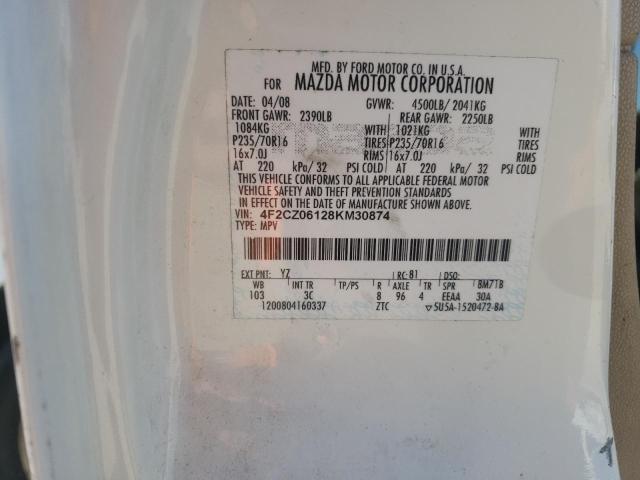 Photo 10 from auction – 2008 MAZDA TRIBUTE S with VIN 4F2CZ06128KM30874