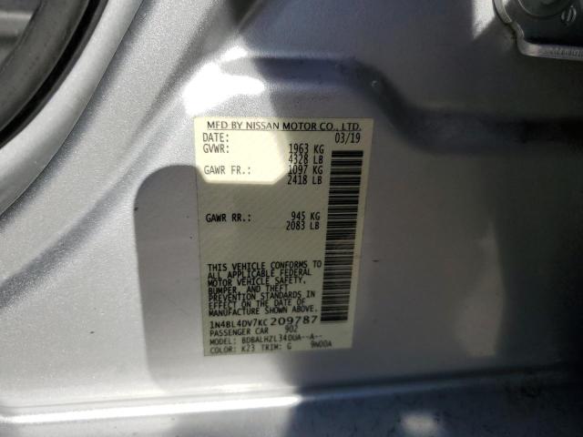 Photo 10 from auction – 2019 NISSAN ALTIMA SV with VIN 1N4BL4DV7KC209787