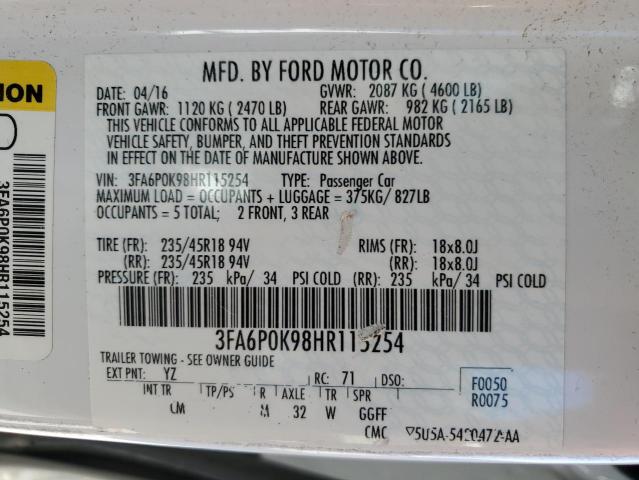 Photo 10 from auction – 2017 FORD FUSION TIT with VIN 3FA6P0K98HR115254