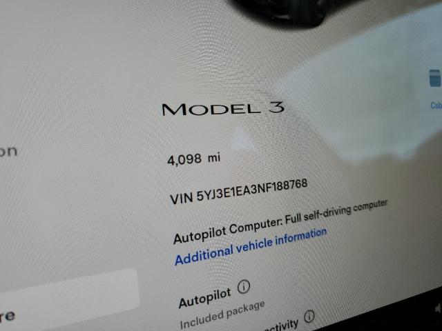 Photo 8 from auction – 2022 TESLA MODEL 3 with VIN 5YJ3E1EA1NF188748