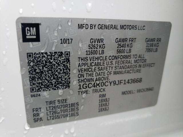 Photo 10 from auction – 2018 CHEVROLET SILVERADO with VIN 1GC4K0CY9JF143668