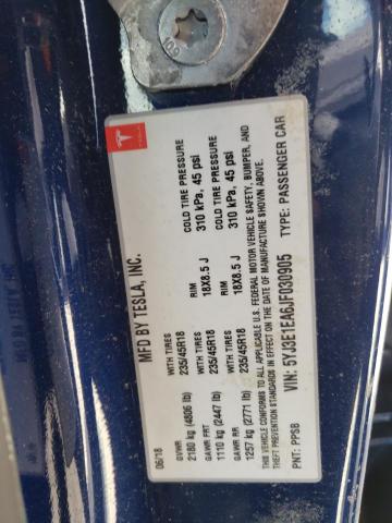 Photo 10 from auction – 2018 TESLA MODEL 3 with VIN 5YJ3E1EA6JF030905